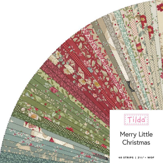 Tilda Merry Little Christmas Eve & Noel Fabric Collection 40pc (2.5" Strips) Jellyroll Authentic Premium 100% Cotton Fabrics