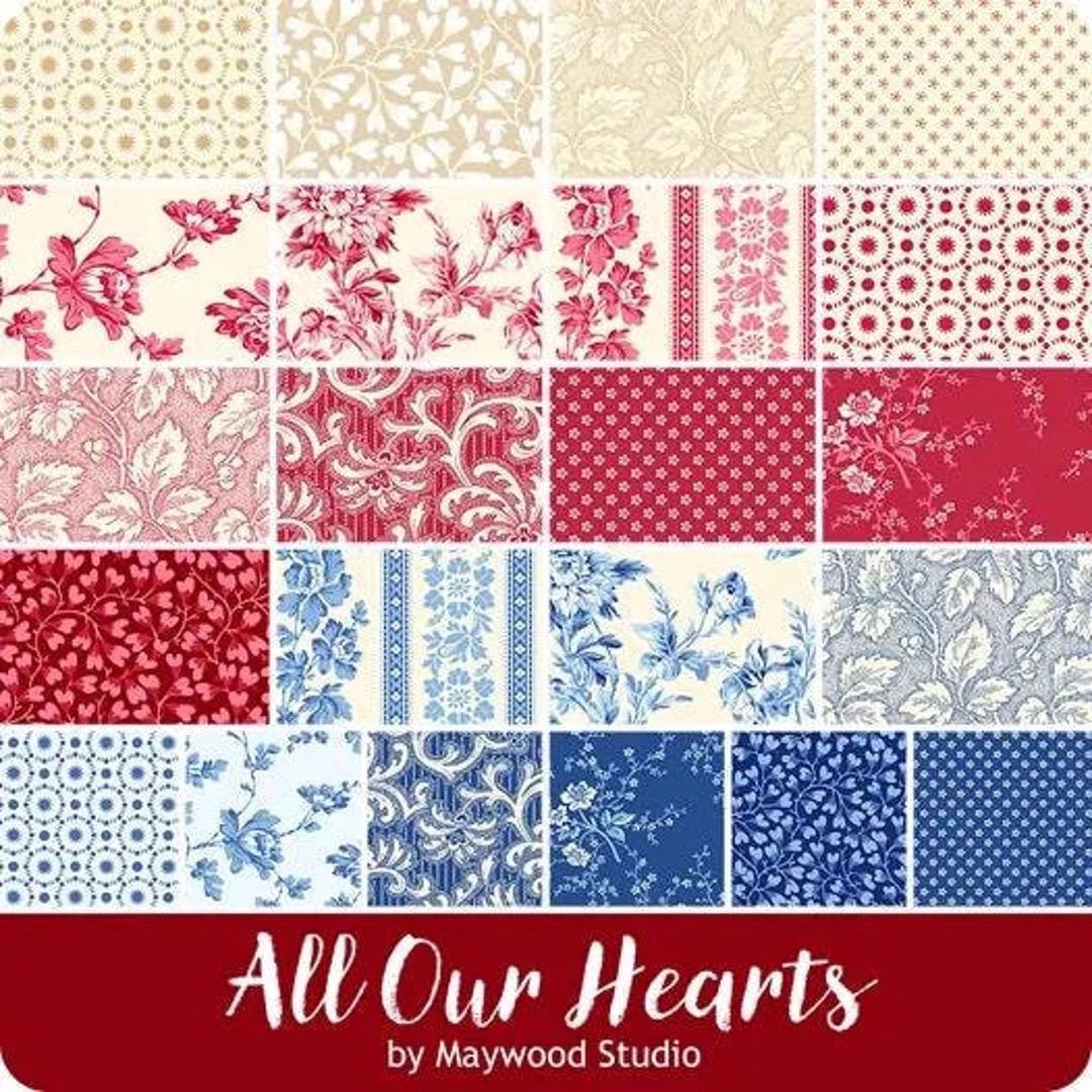 Maywood Studio All Our Hearts Fabric Collection 40pc (2.5" Strips) Jellyroll Authentic Premium 100% Cotton Fabrics
