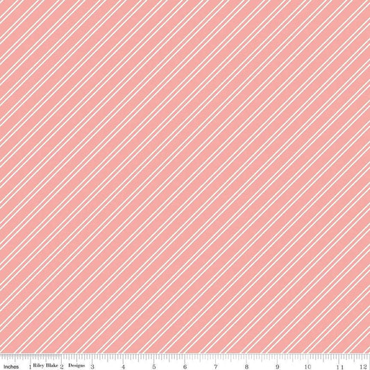 Riley Blake Between The Pages Fabric Collection Stripes on Coral Authentic Premium 100% Cotton Quilt Shop Quality Fabrics