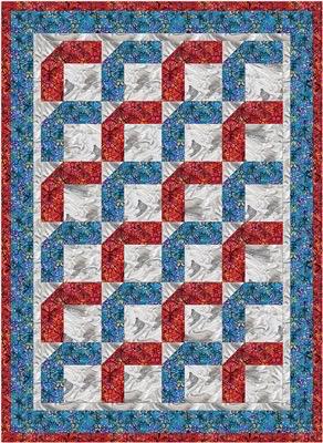 Fabric Cafe Boomerang Quilt Pattern - Uses Only 3 Yards of Fabric Finished Size: 42"x58" #092131-01