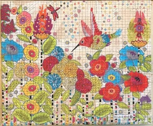Laura Heine Humming Bird Collage Wall Quilt Pattern Finished Size: 20"x24"