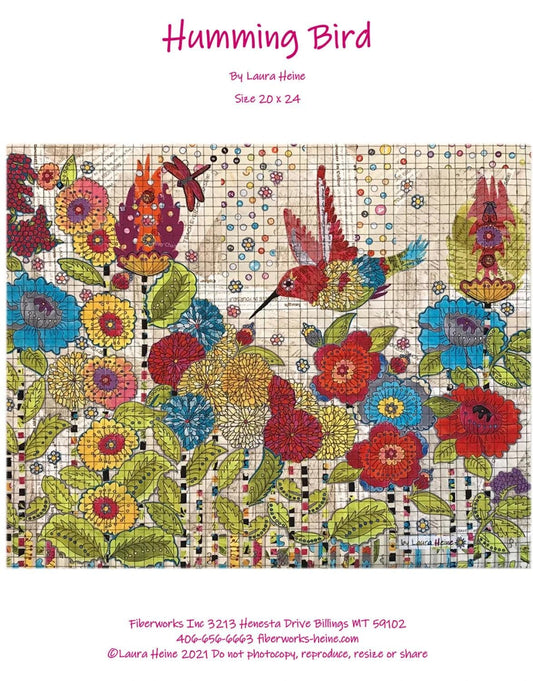 Laura Heine Humming Bird Collage Wall Quilt Pattern Finished Size: 20"x24"