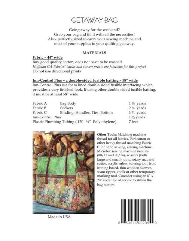 Aunties Two Getaway Bag Pattern AT239 Finished Size: 20"x18"