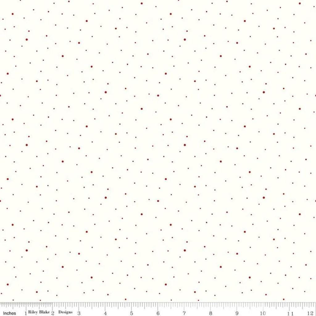Riley Blake Dapple Dot Fabric Collection Dapple Dot White Barn Red Authentic Premium 100% Cotton Fabrics C645-White Barn Red