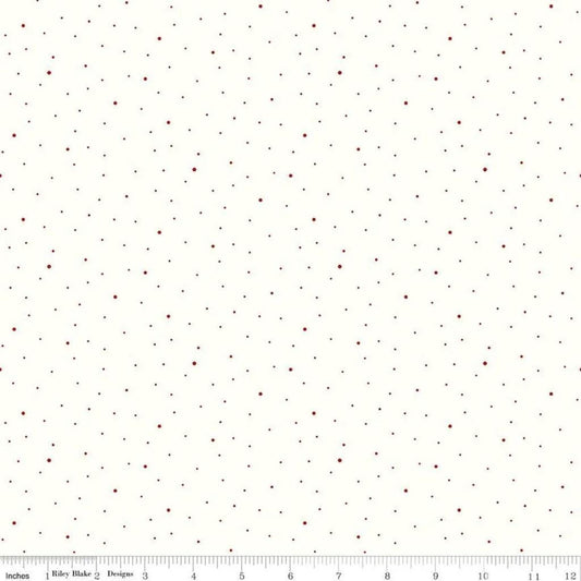 Riley Blake Dapple Dot Fabric Collection Dapple Dot White Barn Red Authentic Premium 100% Cotton Fabrics C645-White Barn Red