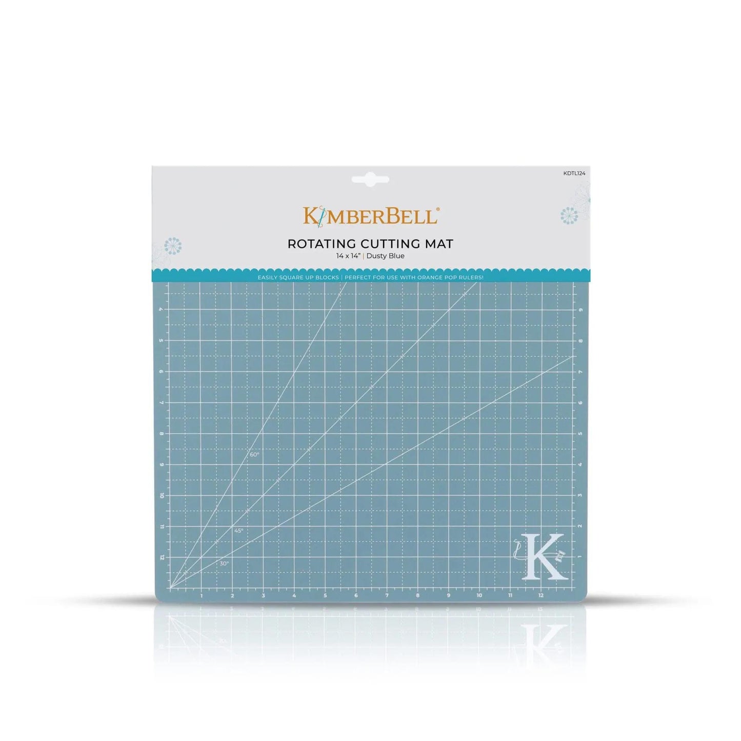 Kimberbebll 14"x14" Dusty Blue Rotating Cutting Mat - Easily Square Up Blocks ~ Perfect For Use With Orange Pop Rulers! KDTL124