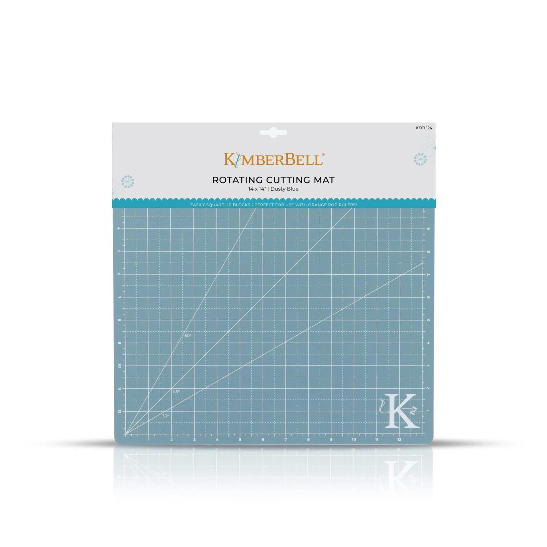Kimberbebll 14"x14" Dusty Blue Rotating Cutting Mat - Easily Square Up Blocks ~ Perfect For Use With Orange Pop Rulers! KDTL124