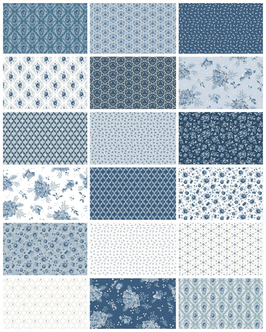 Poppie Cotton Lakeland Blues Fabric Collection 42pc 5" Stacker