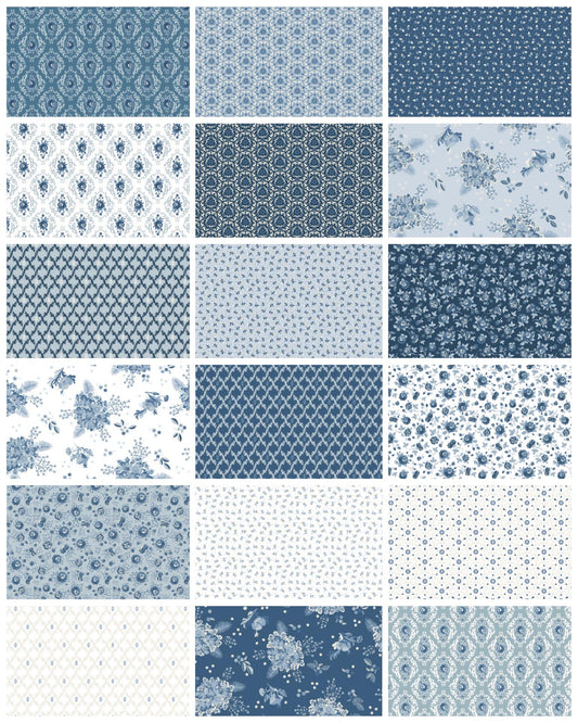 Poppie Cotton Lakeland Blues Fabric Collection 42pc (2.5" Strip) Jellyroll