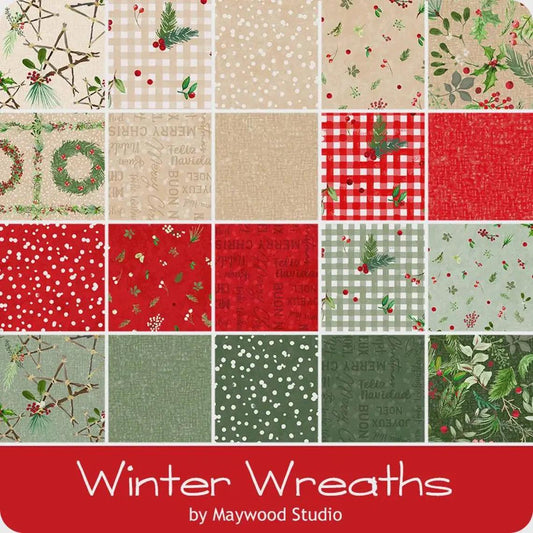 Maywood Studio Winter Wreaths Fabric Collection 10" Stacker Layer Cake Authentic Premium 100% Cotton Fabrics