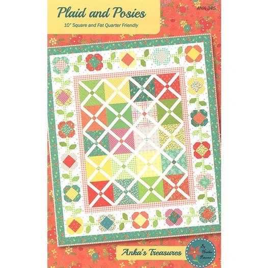 Anka's Treasures Plaid & Posies Quilt Pattern Finished Size: 71 1/2"x 82 7/8"