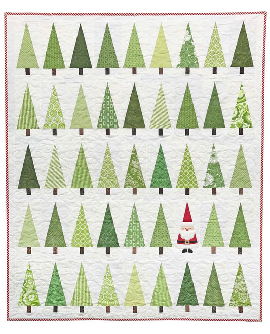AHHH...Quilting Santa in the Trees Quilt Pattern Finished Size: 50"x60"