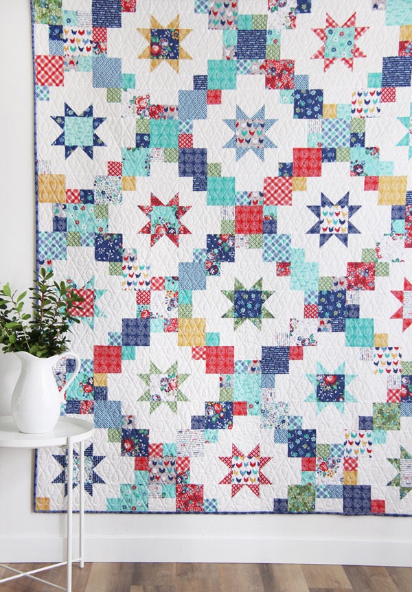 Cluck Cluck Sew Brightly Quilt Pattern - 4 Size Variations Per Pattern