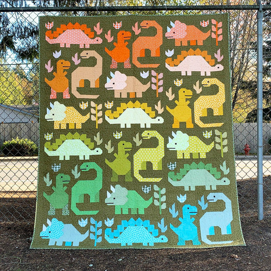 Elizabeth Hartman Dinosaur Quilt Pattern - 2 Size Variations Per Pattern
