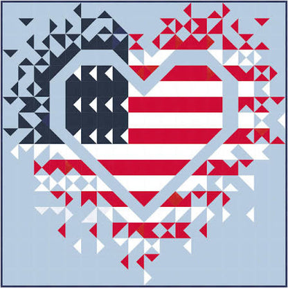 Slice of Pi Quilts Patriotic Exploding Heart Quilt Pattern - 2 Size Variations Per Pattern SPQ346