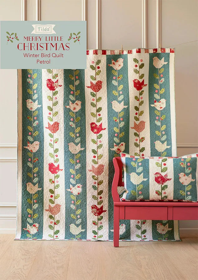 Tilda Merry Little Christmas Winter Birds Quilt Pattern - Petrol (Free Digital PDF Download)