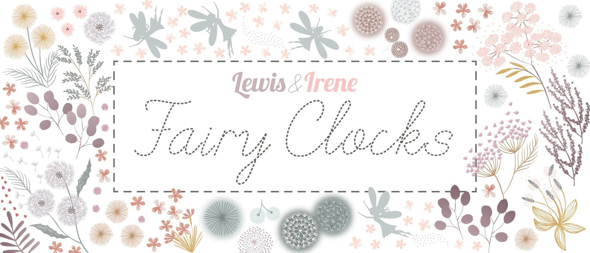 Lewis & Irene Fairy Clocks Fabric Collection Gold Metallic Floral Fairies on Deep Gold A507.3