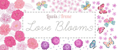 Lewis & Irene Love Blooms Fabric Collection Petals on Forget-Me-Not Blue Authentic Premium 100% Cotton Fabrics