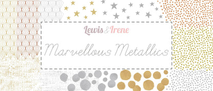 Lewis & Irene Marvelous Metallics Fabric Collection Metallic Gold Geometric on Black MM4.3