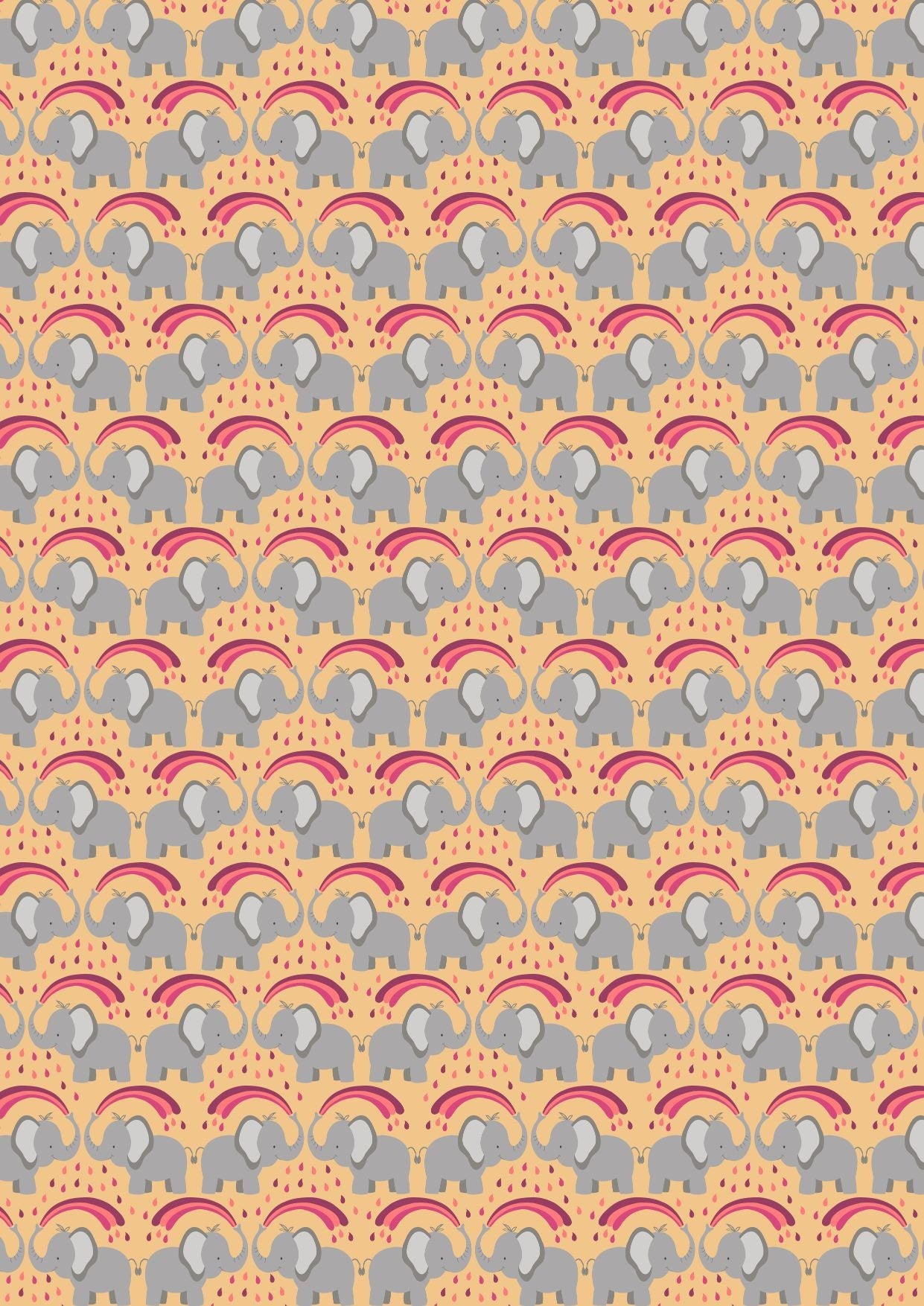 Lewis & Irene Rainbows Fabric Collection Elephants on Ochre Premium 100% Cotton Quilt Shop Quality Fabrics
