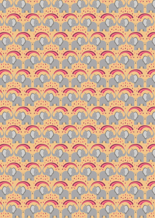 Lewis & Irene Rainbows Fabric Collection Elephants on Ochre Premium 100% Cotton Quilt Shop Quality Fabrics