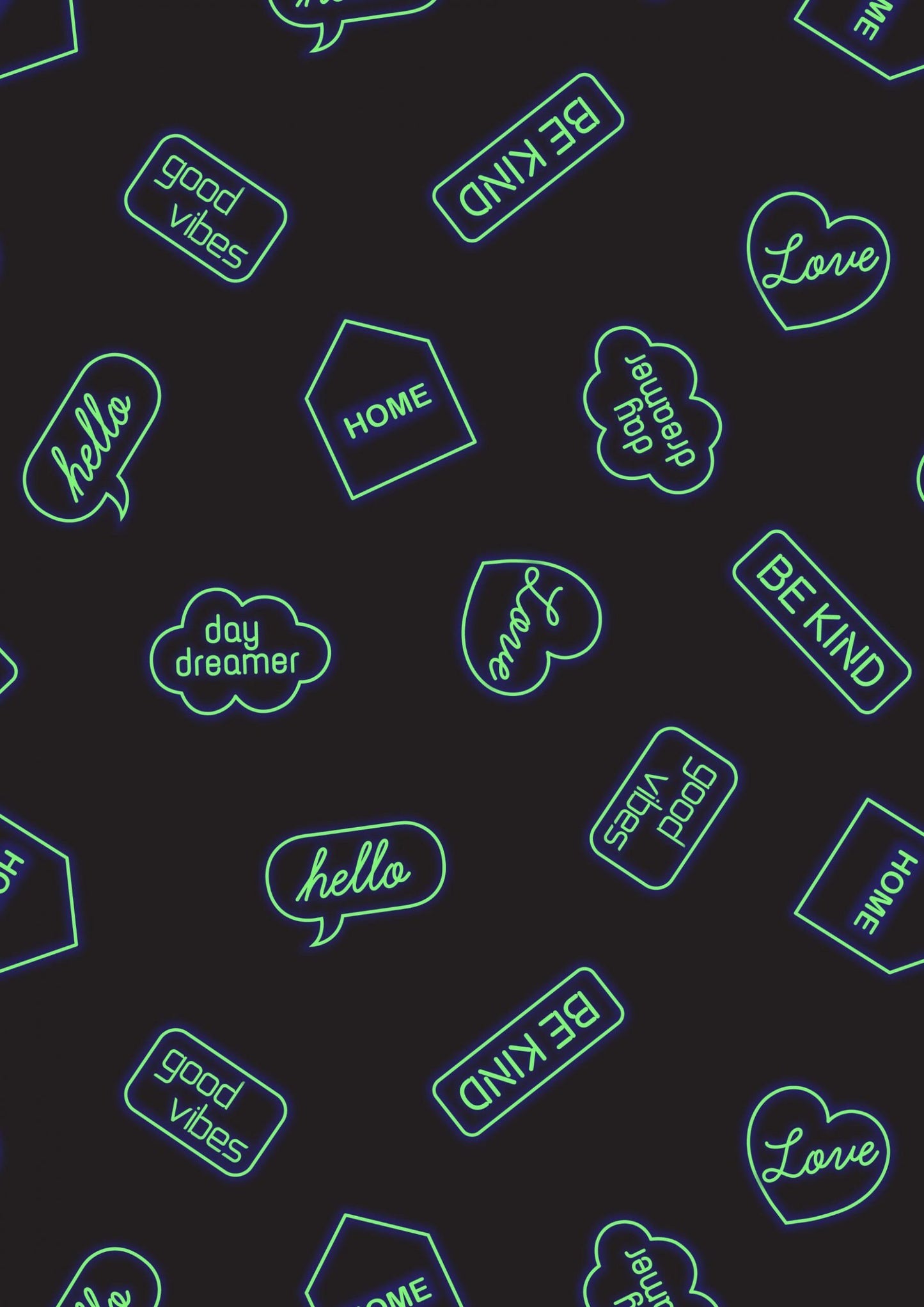Lewis & Irene Small Things Glow Fabric Collection Glowing Neon Signs on Black Premium 100% Cotton Fabrics