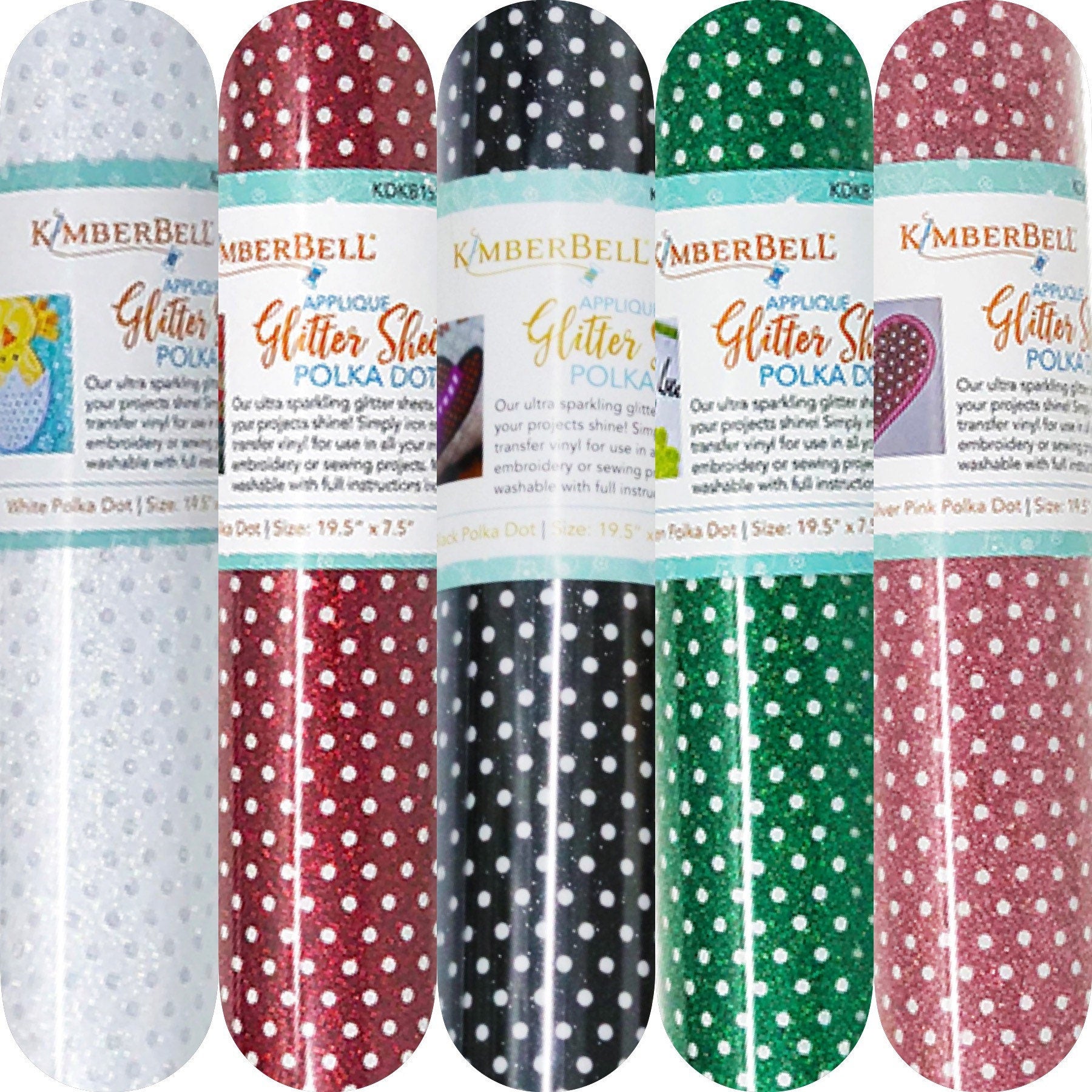 Kimberbell Kimberbellishments 19.5”x7.5” Polka Dot Appliqué Glitter Sheet - Silver/Pink
