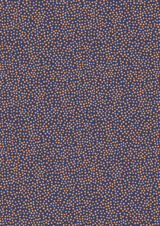 Lewis & Irene Marvelous Metallics Fabric Collection Metallic Copper Spot on Navy Premium 100% Cotton Quilt Shop Quality Fabrics