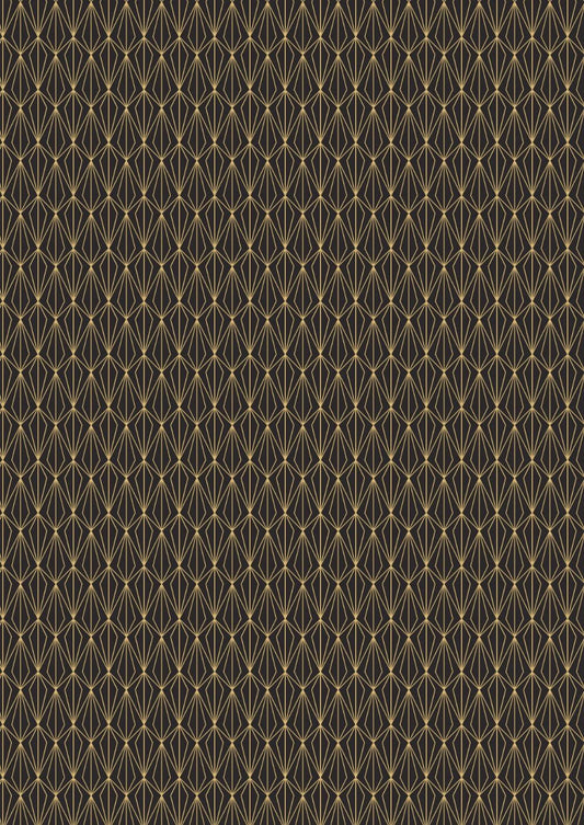 Lewis & Irene Marvelous Metallics Fabric Collection Metallic Gold Geometric on Black Premium 100% Cotton Quilt Shop Quality Fabrics