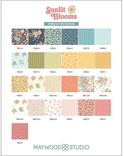 Maywood Studios Sunlit Blooms Fabric Collection Small Flowers on Orange