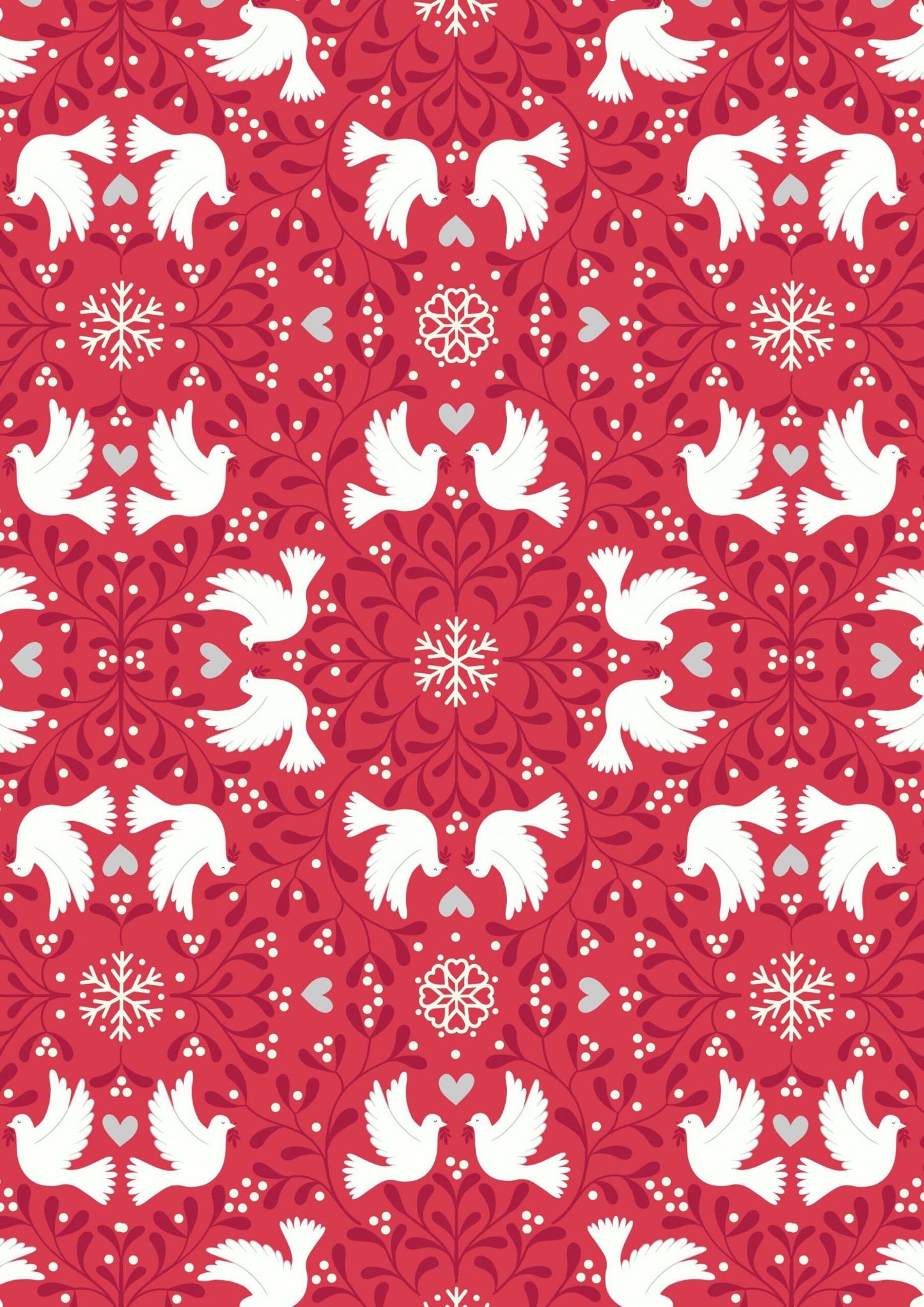 GLOWING FABRICS!! Lewis & Irene Hygge Glow Fabric Collection Glowing Scandi Dove on Red Premium 100% Cotton Quilt Shop Quality Fabrics