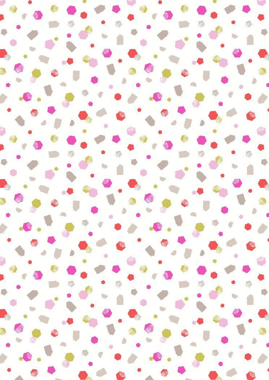 RETIRED! Lewis & Irene Hann’s House Fabric Collection Shapes on White Premium 100% Cotton Quilt Shop Quality Fabrics