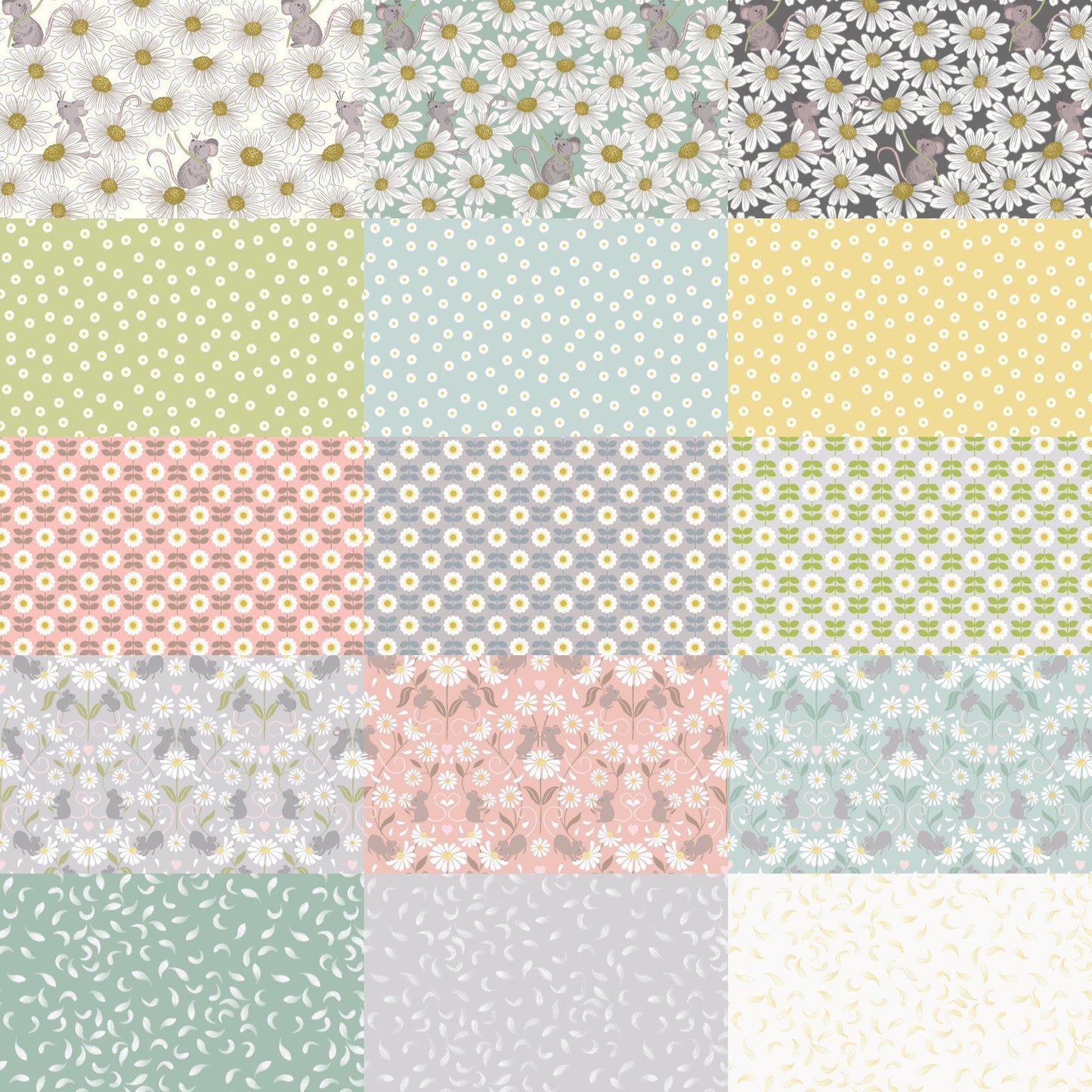 RETIRED! Lewis & Irene Love Me Love Me Not Fabric Collection Retro Daisies on Pink Premium 100% Cotton Quilt Shop Quality Fabrics