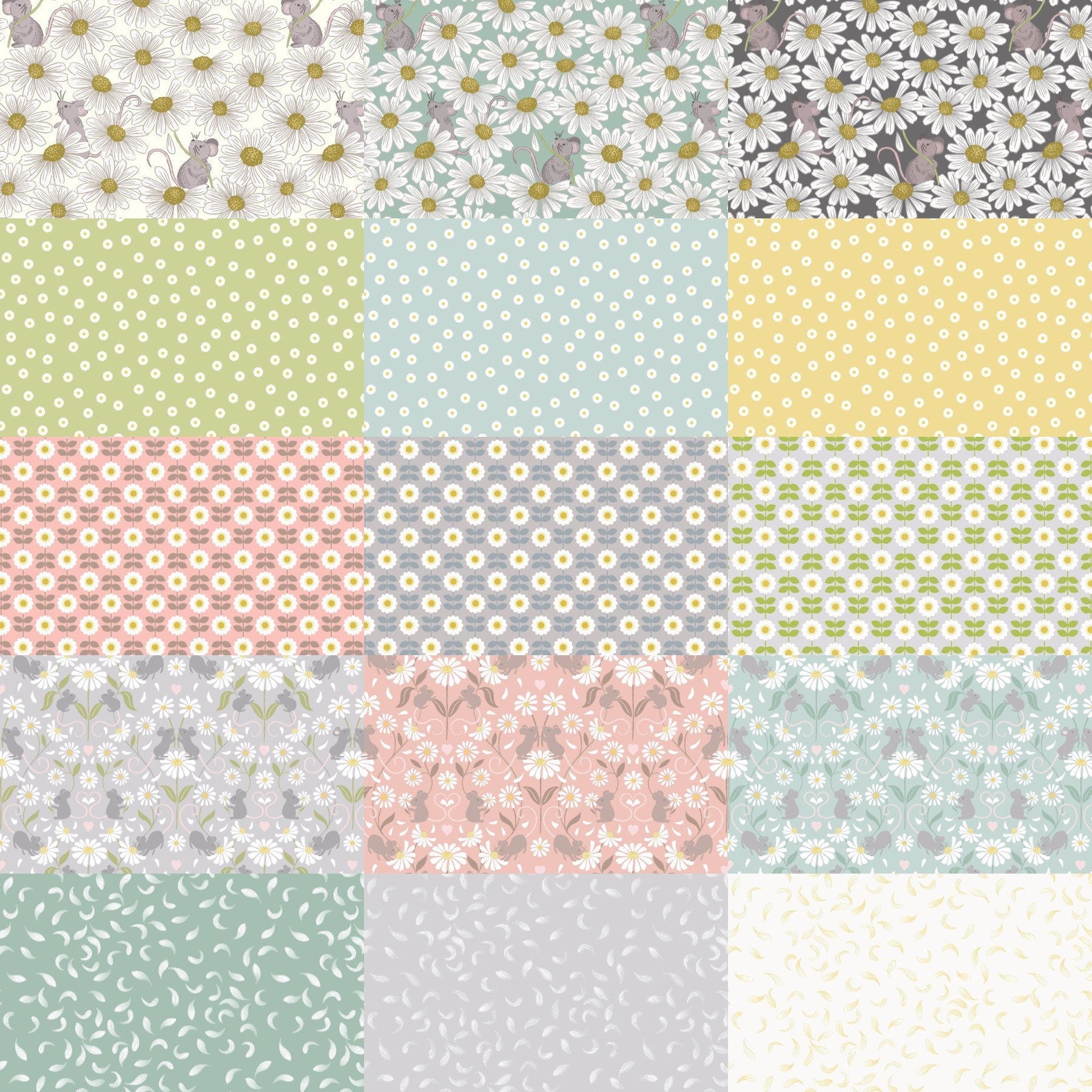 RETIRED! Lewis & Irene Love Me Love Me Not Fabric Collection Retro Daisies on Pink Premium 100% Cotton Quilt Shop Quality Fabrics