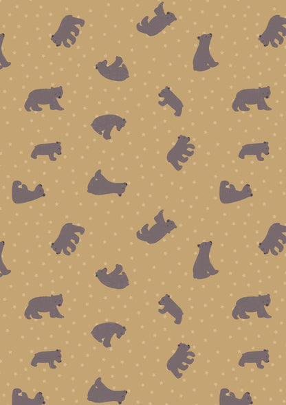 LAST BOLT!! Lewis & Irene Bear Hugs Fabric Collection Starry Bear on Ochre Premium 100% Cotton Quilt Shop Quality Fabrics