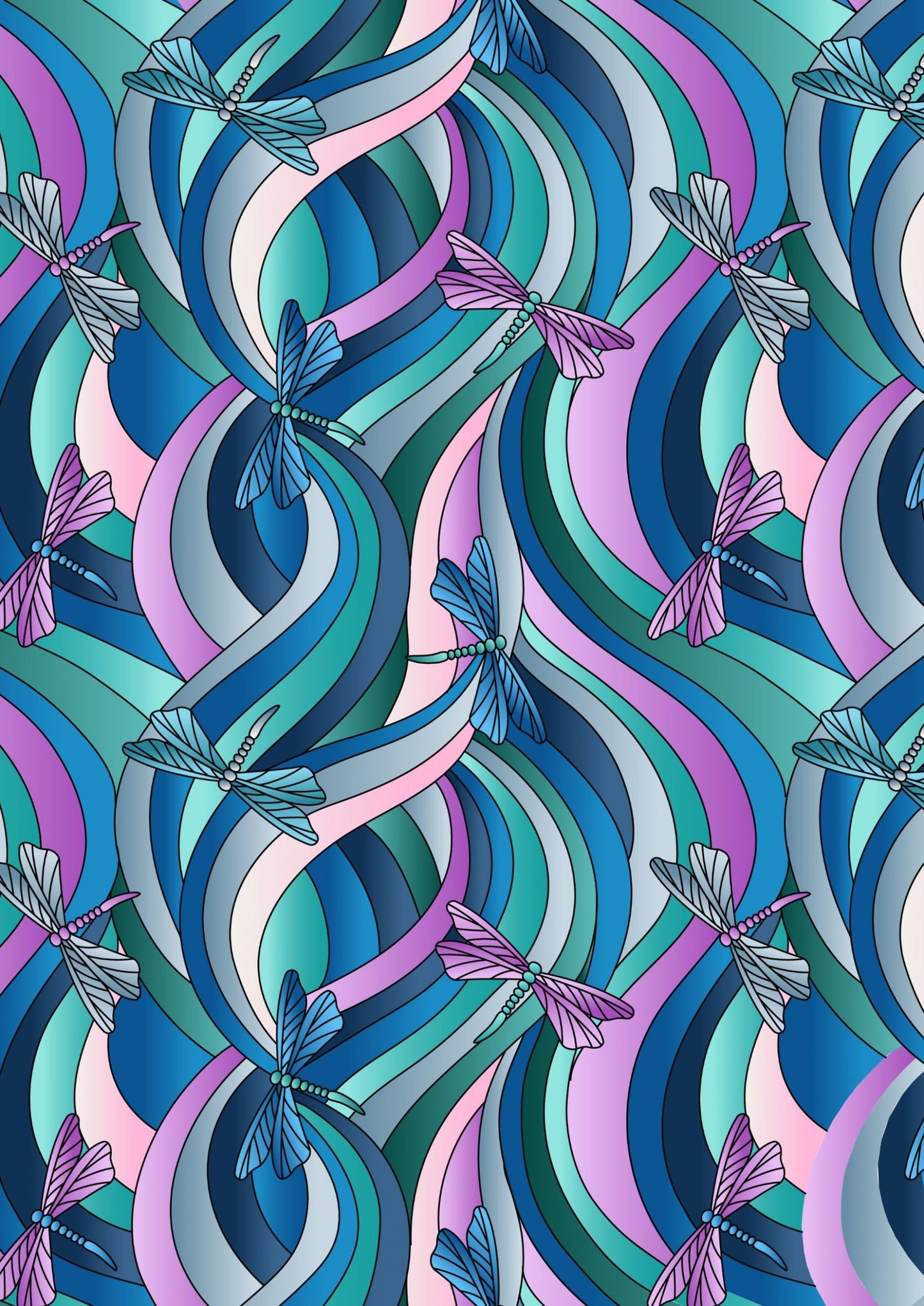 END OF BOLT 1YD20" Lewis & Irene Reflections Fabric Collection Dragonflies on Greens and Blues Premium 100% Cotton Quilt Shop Quality Fabric