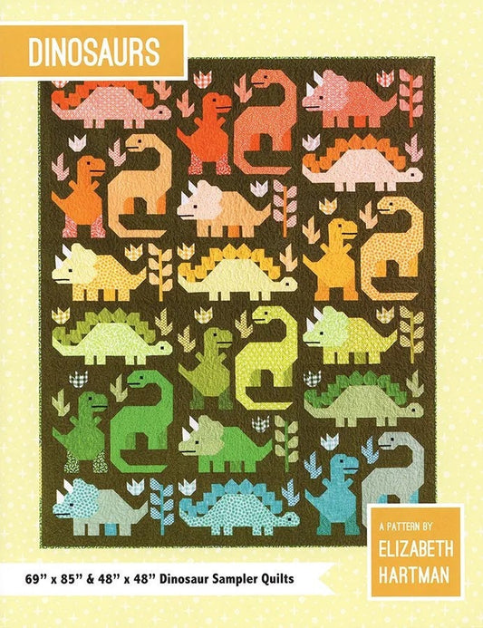 Elizabeth Hartman Dinosaur Quilt Pattern - 2 Size Variations Per Pattern