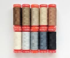 Aurifil Pat Sloan Perfect Little Box of Neutrals 10 Small Spool Thread Set 50WT (Small Spool 220YDS)