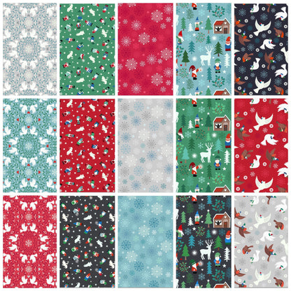 GLOWING FABRICS!! Lewis & Irene Hygge Glow Fabric Collection Glowing Flying Tomte on Silver Premium 100% Cotton Quilt Shop Quality Fabrics
