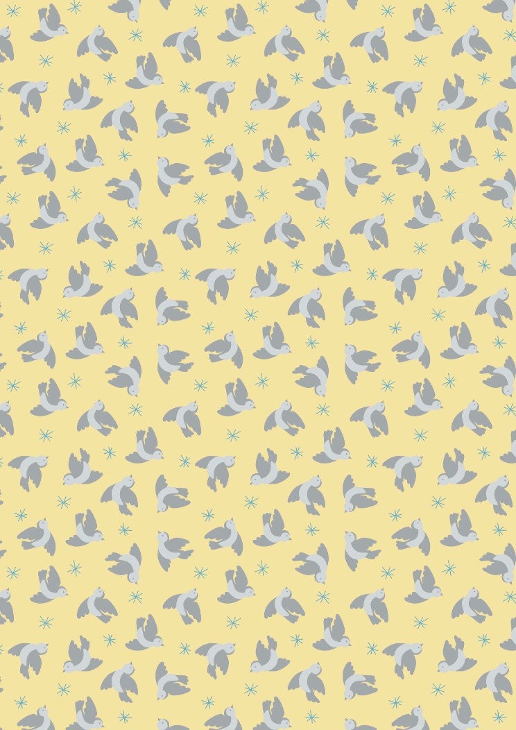 RETIRED! Lewis & Irene Oh Darling! Fabric Collection Flying Bluebirds on Lemon Premium 100% Cotton Quilt Shop Quality Fabrics