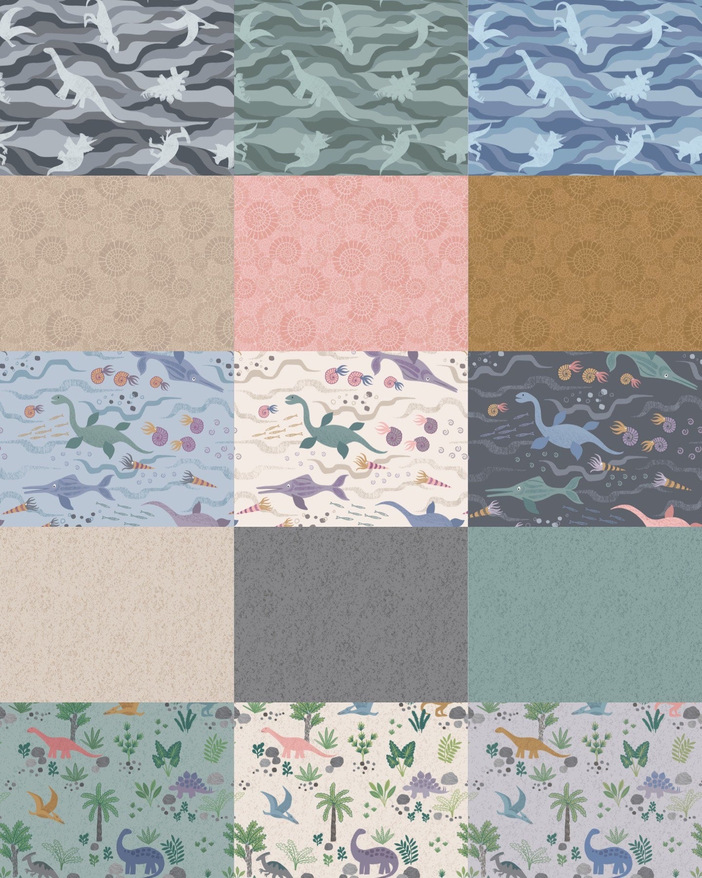 Lewis & Irene Kimmeridge Bay Fabric Collection Dino Rock Layers on Grey Green A305.2
