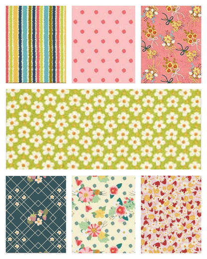 Riley Blake Strawberry Jam Fabric Collection Bouquets on Dark Pink Premium 100% Cotton Quilt Shop Quality Fabrics