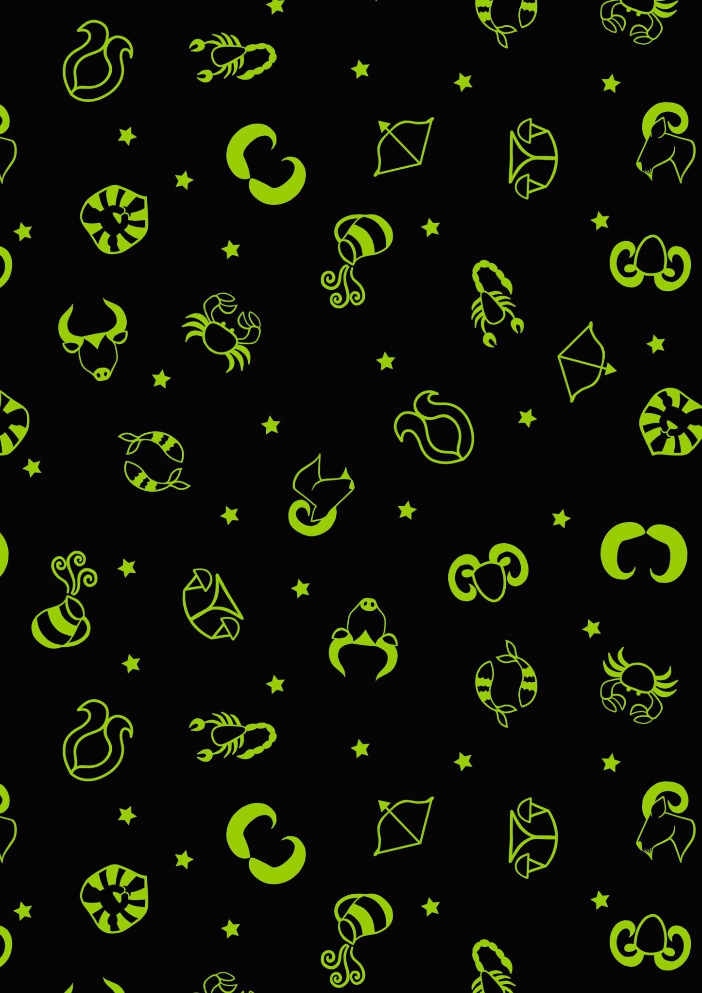 Lewis & Irene Small Things Glow Fabric Collection Glowing Star Signs on Mellow Ochre Premium 100% Cotton Fabrics