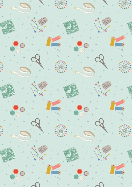 Lewis & Irene Small Things Crafts Fabric Collection Sewing on Light Blue Premium 100% Cotton Quilt Shop Quality Fabrics