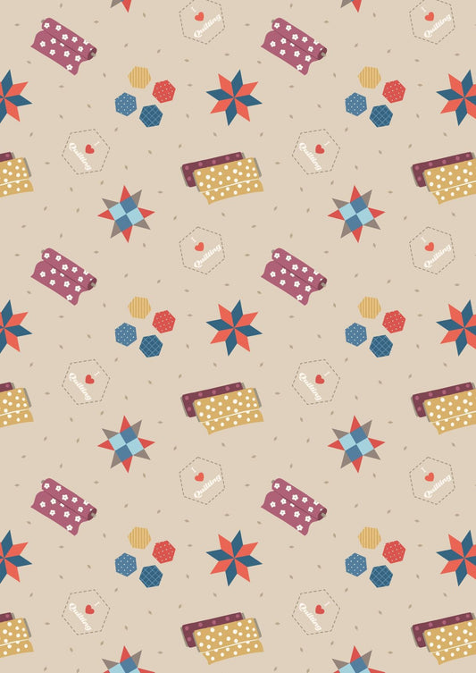 Lewis & Irene Small Things Crafts Fabric Collection Quilting on Natural Premium 100% Cotton Quilt Shop Quality Fabrics