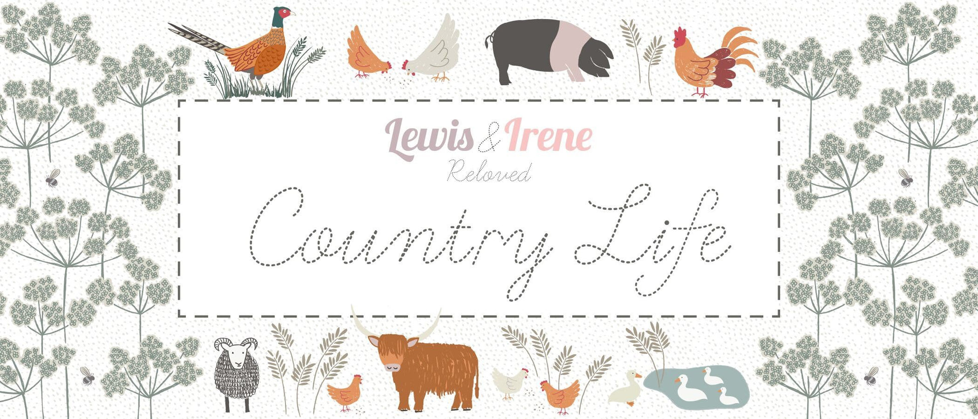 Lewis & Irene Country Life Reloved Fabric Collection Pheasants on Dark Cream A91.2
