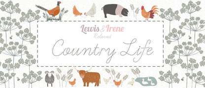 Lewis & Irene Country Life Reloved Fabric Collection Pheasants on Dark Cream A91.2