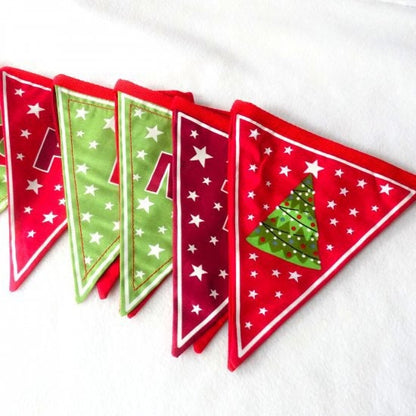Lewis & Irene Christmas Glow Fabric Collection 18"x43" Merry Christmas Bunting Panel on Grey/Pink