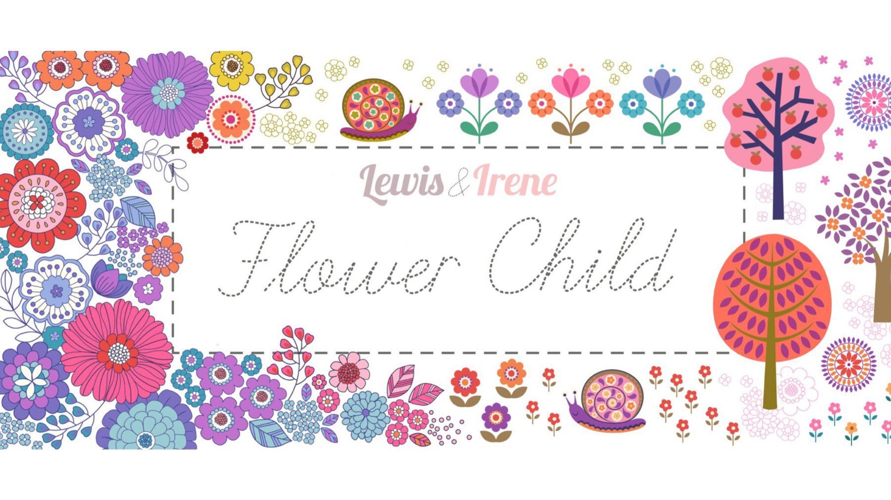 LAST BOLT!! Lewis & Irene Flower Child Fabric Collection Fab Floral Circles on Blue Premium 100% Cotton Quilt Shop Quality Fabrics