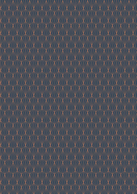 Lewis & Irene Marvelous Metallics Fabric Collection Metallic Copper Geometric on Navy Premium 100% Cotton Quilt Shop Quality Fabrics